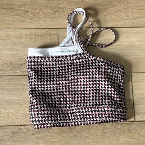 Abercrombie & Fitch Houndstooth Sports Bra No Padding - Black, White, and Pink